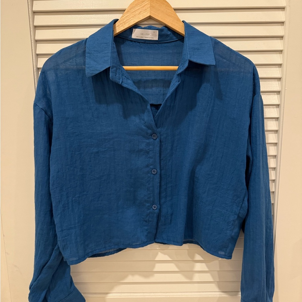 Blue OAK + FORT Button-Up Women's Top